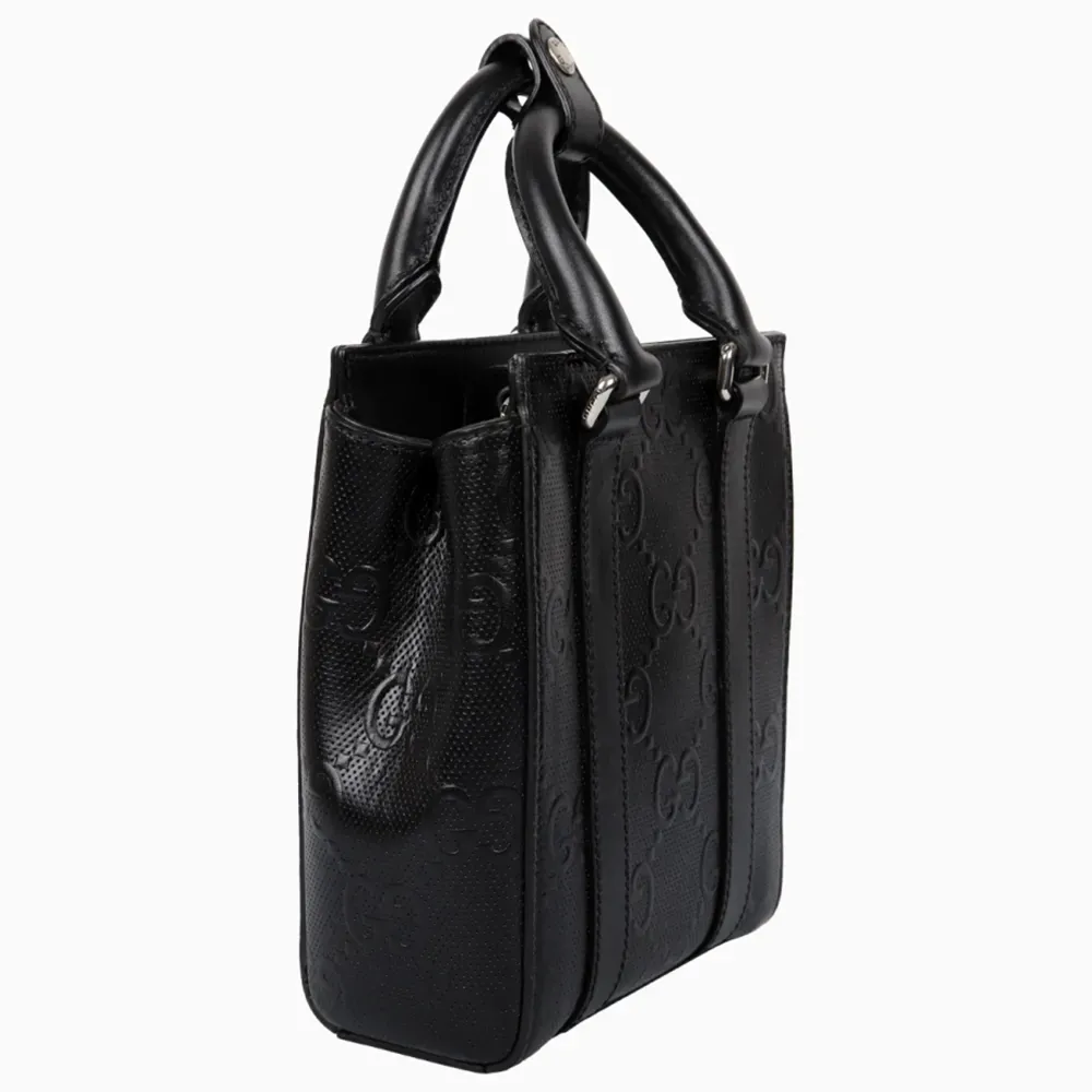 Gucci GG Embossed Leather Mini Tote Bag Black foto 3