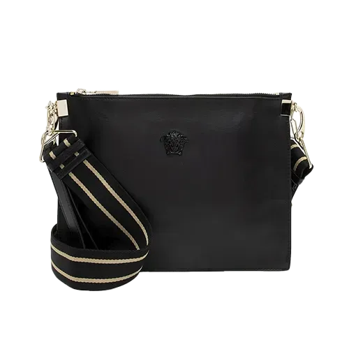 バッグ VERSACE Versace Leather Palazzo Medusa Zip Clutch Crossbody Bag - Droper