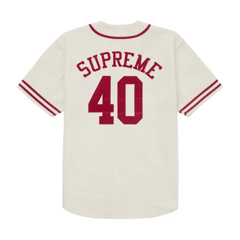 Supreme 40 Acres Twill Baseball Jersey White - Droper