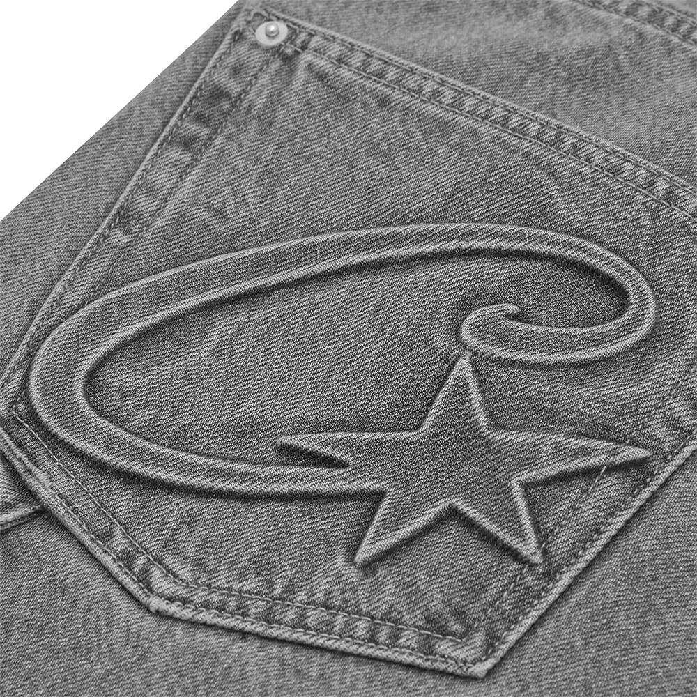 Calça Corteiz Embossed C-Star Denim Work Pant Grey - Droper