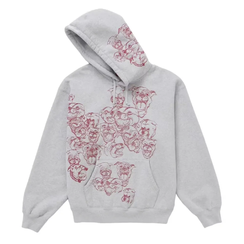 Moletom Supreme Pitbulls Embroidered Hooded Sweatshirt Heather Grey foto 1