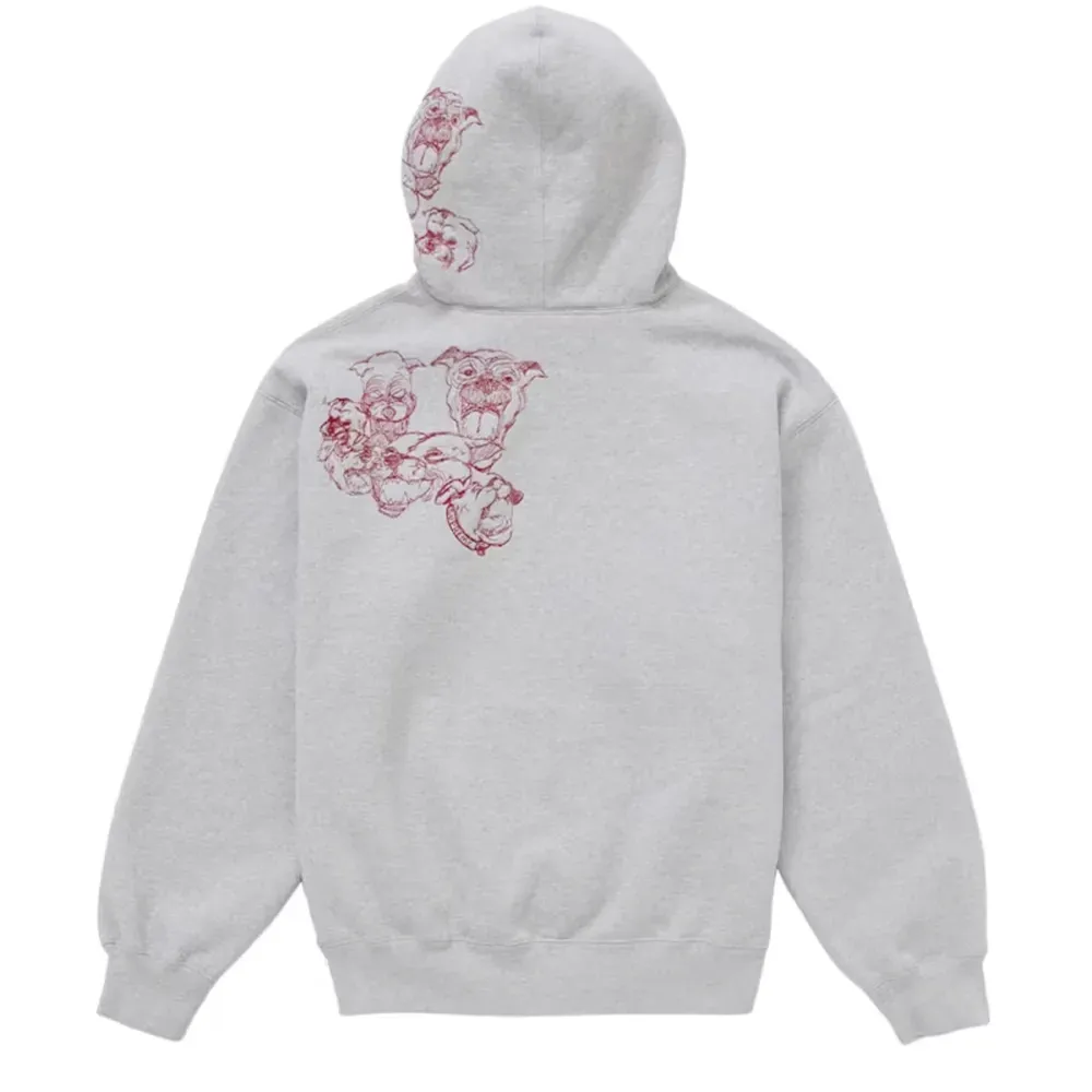 Moletom Supreme Pitbulls Embroidered Hooded Sweatshirt Heather Grey foto 2