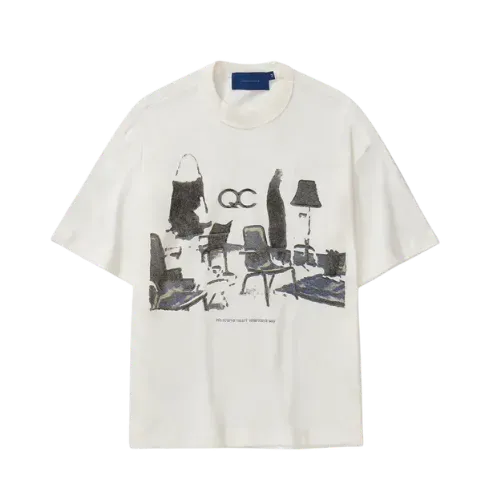 Camiseta Quadro Creations Sala De Espera Boxy Off-White