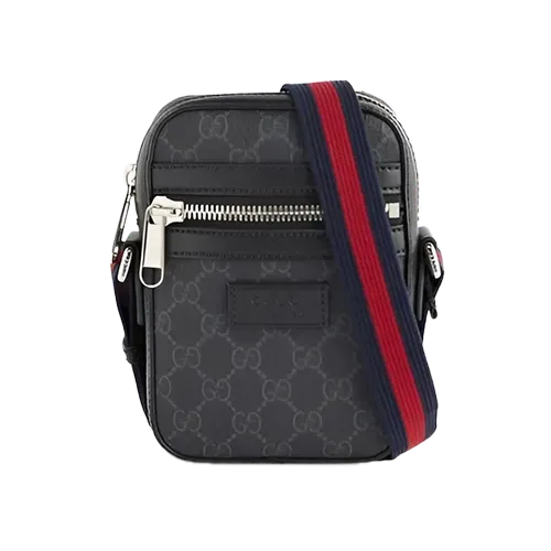 Messenger Bag Gucci GG Supreme Blue Red Web Small Black