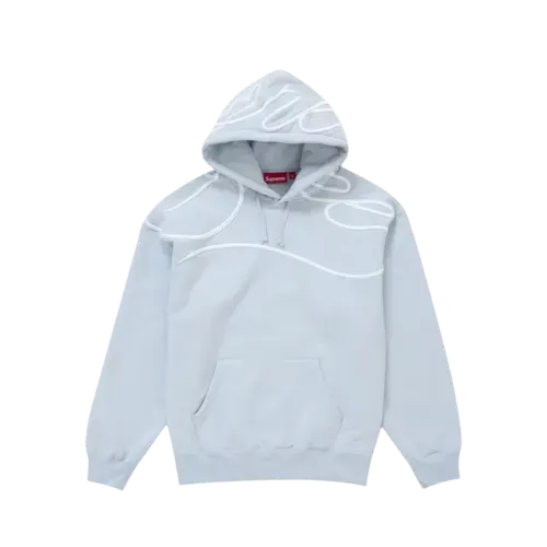 Moletom Supreme Shoulder Script Hooded Dusty Blue - Droper Moletom Supreme Shoulder Script Hooded Dusty Blue - Droper