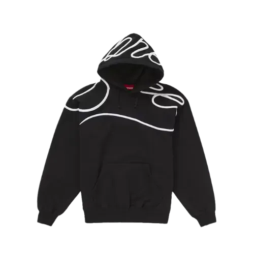 トップス supreme Shoulder ScriptHoodedSweatshirt Moletom Supreme Shoulder Script Hooded Black - Droper