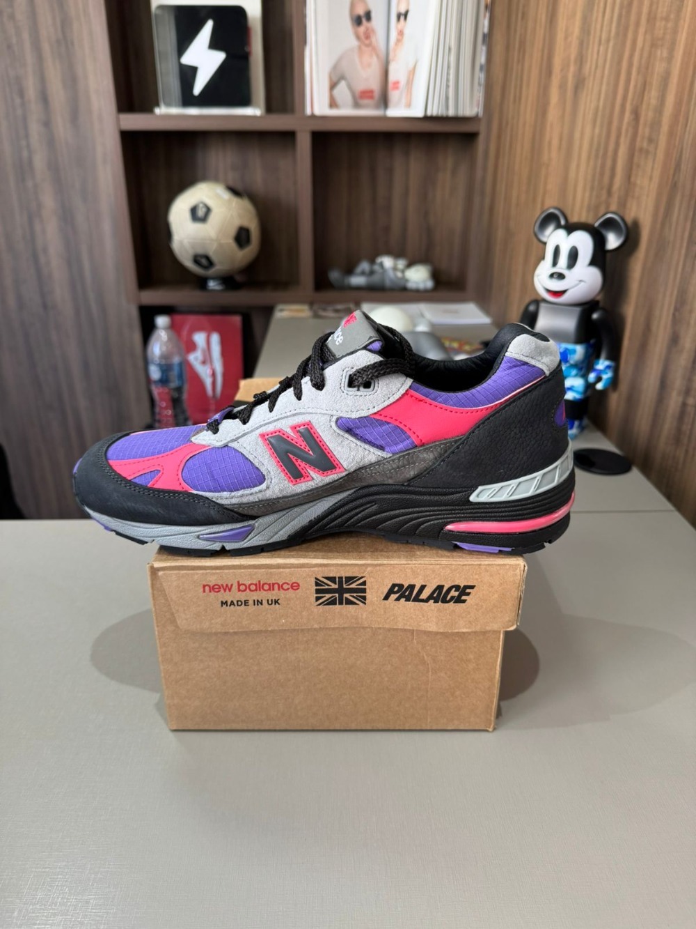 Palace x New Balance 991 Made in England Black Ultra Violet — 40.5, Novo