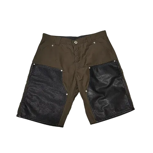 Bermuda Chrome Hearts Double Knee Leather Brown - Droper
