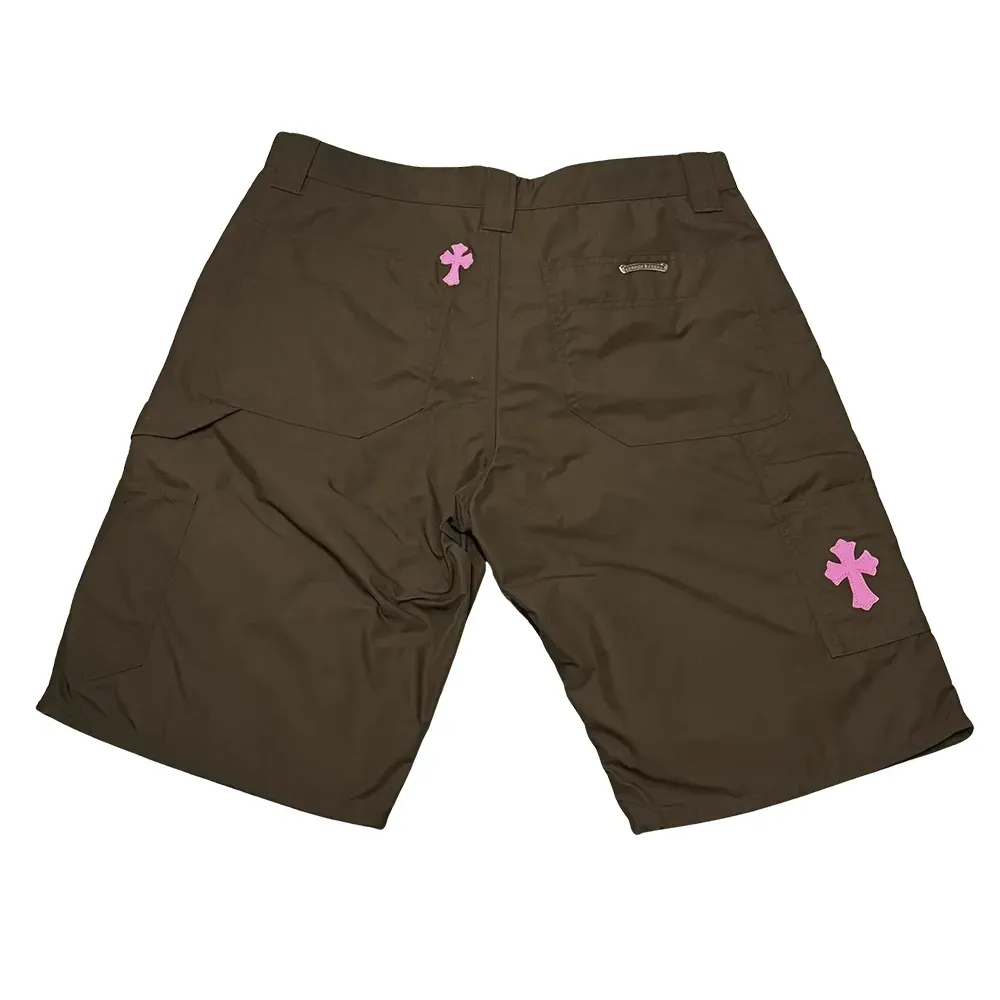 Bermuda Chrome Hearts Double Knee Leather Brown - Droper