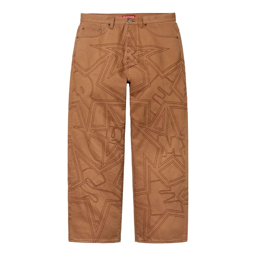 パンツ Supreme Stars Topstitch Baggy Jean Calça Supreme Stars Topstitch Baggy Jean Brown - Droper