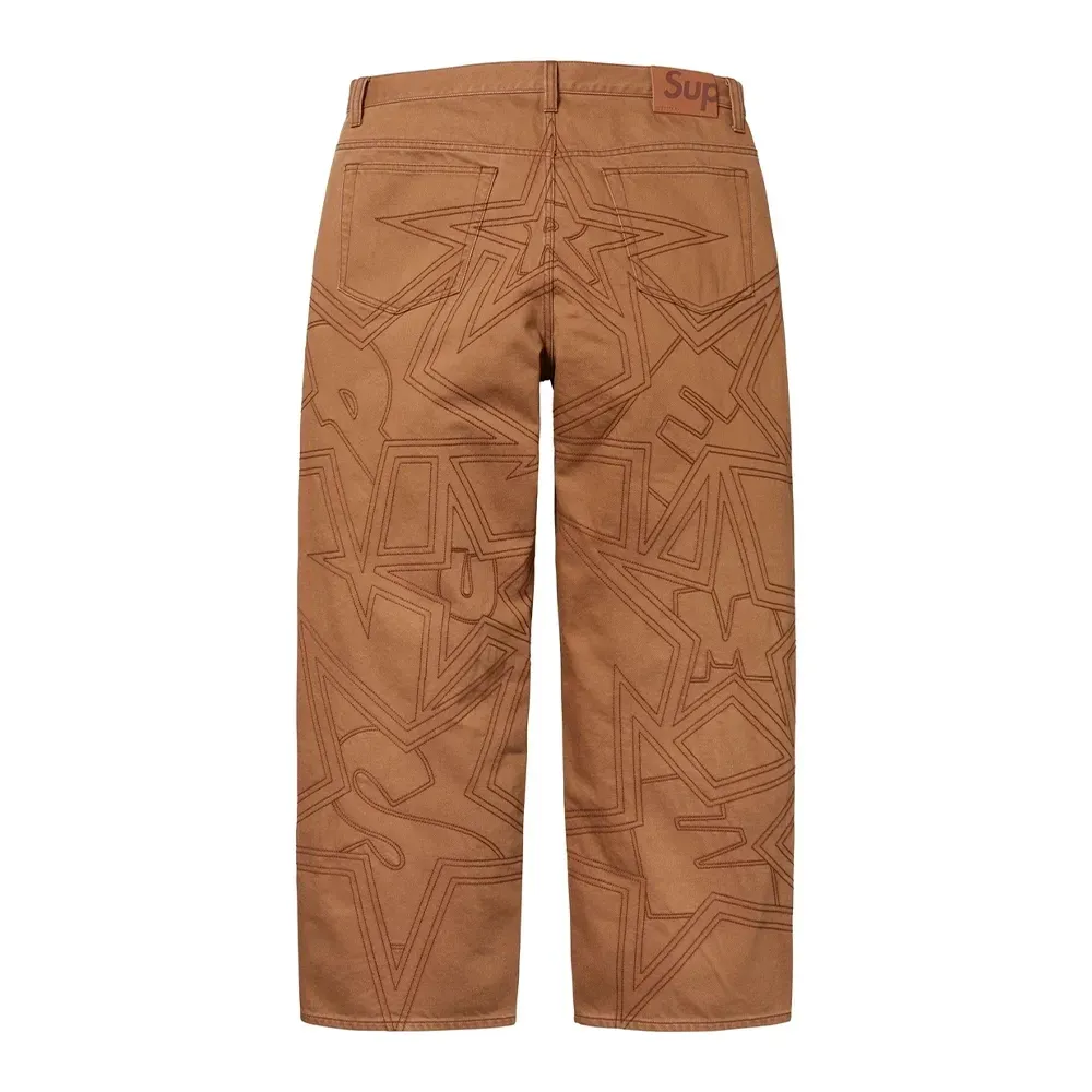 Calça Supreme Stars Topstitch Baggy Jean Brown - Droper