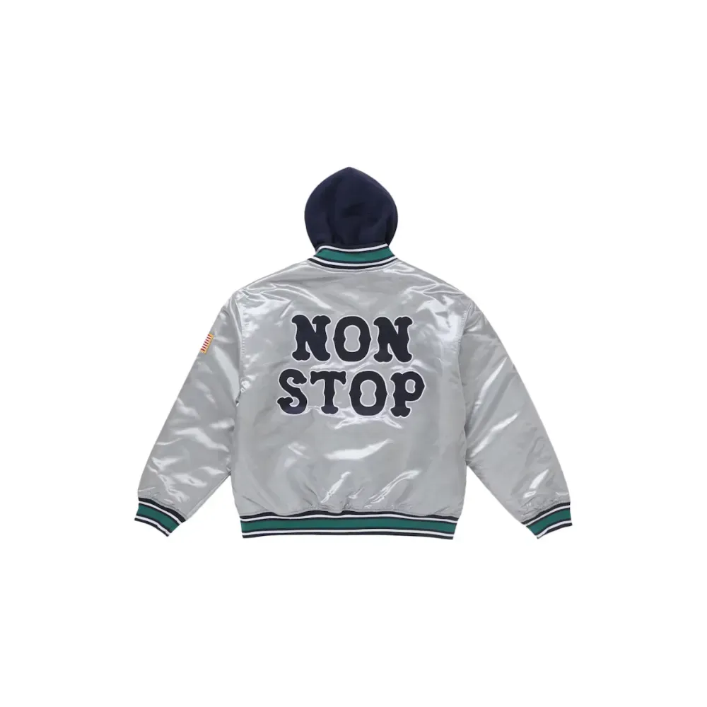 Imagem Jaqueta Supreme Homerun Satin Hooded Varsity Silver