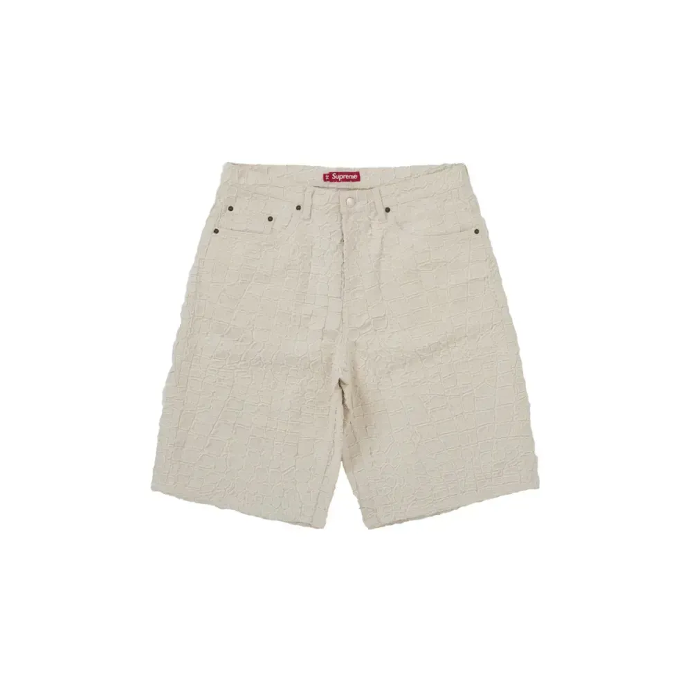 Short Supreme Frayed Croc Baggy Denim Natural - Droper