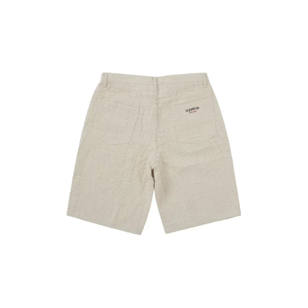 Short Supreme Frayed Croc Baggy Denim Natural - Droper