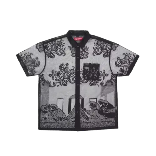 トップス Supreme Last Supper Lace S/S Shirt Black Camiseta Supreme Last Supper Lace S/S Black - Droper