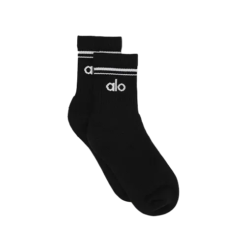 Meia Alo Yoga Half-Crew Throwback Black White