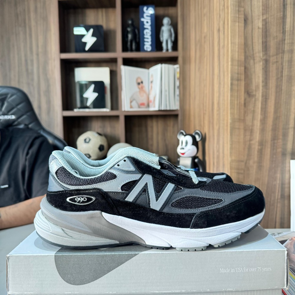New Balance 990v6 MiUSA Black Grey White — 48, Novo
