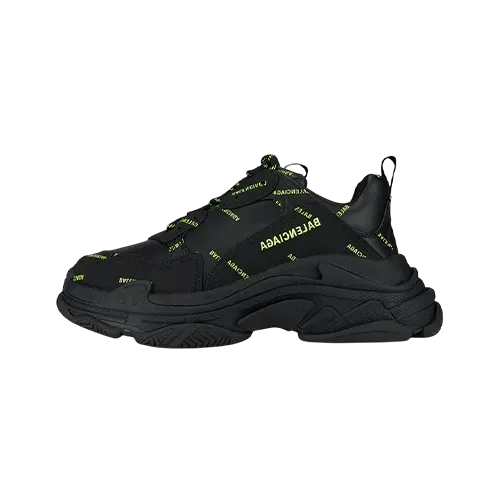 Balenciaga Triple S Allover Logo Black Green