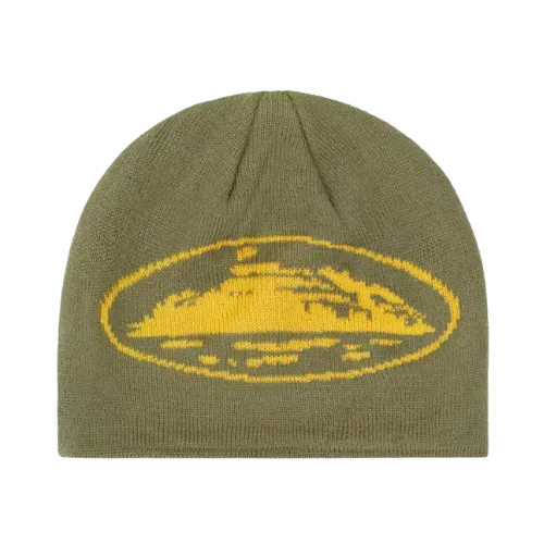 Touca Corteiz Alcatraz Skully Khaki Green Yellow