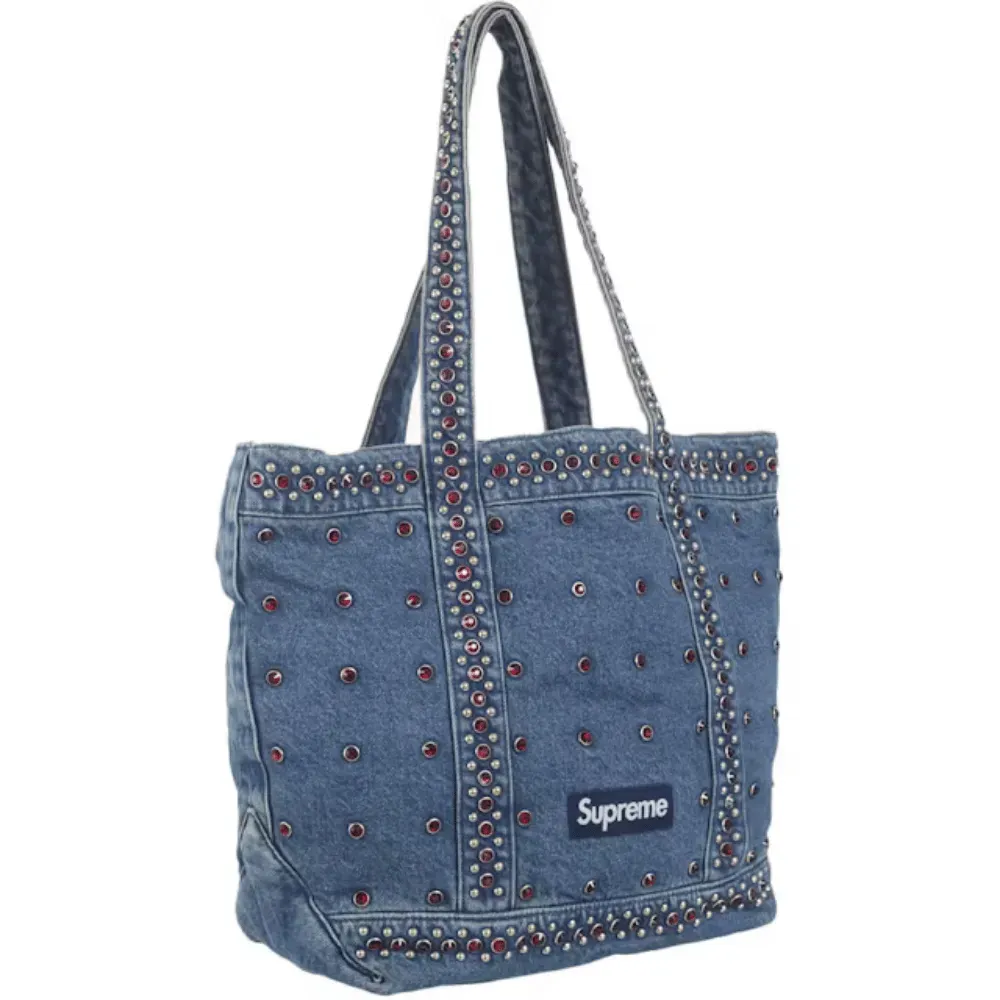 バッグ supreme b.b simon tote b.b. Simon x Supreme Tote Bag Denim Washed Indigo - Droper