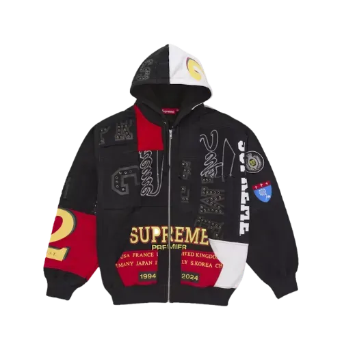 Moletom Supreme Patchwork Zip Up Hooded Black - Droper