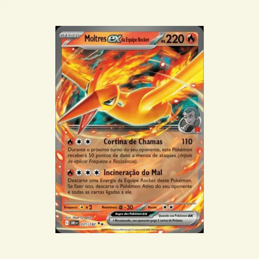 Moltres ex da Equipe Rocket 2025 Pokémon TCG (031/182) - Droper