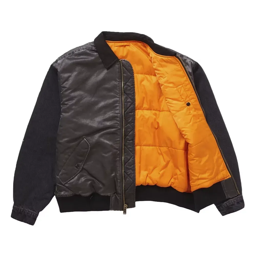 Jaqueta Supreme Denim Sleeve MA-1 Black - Droper