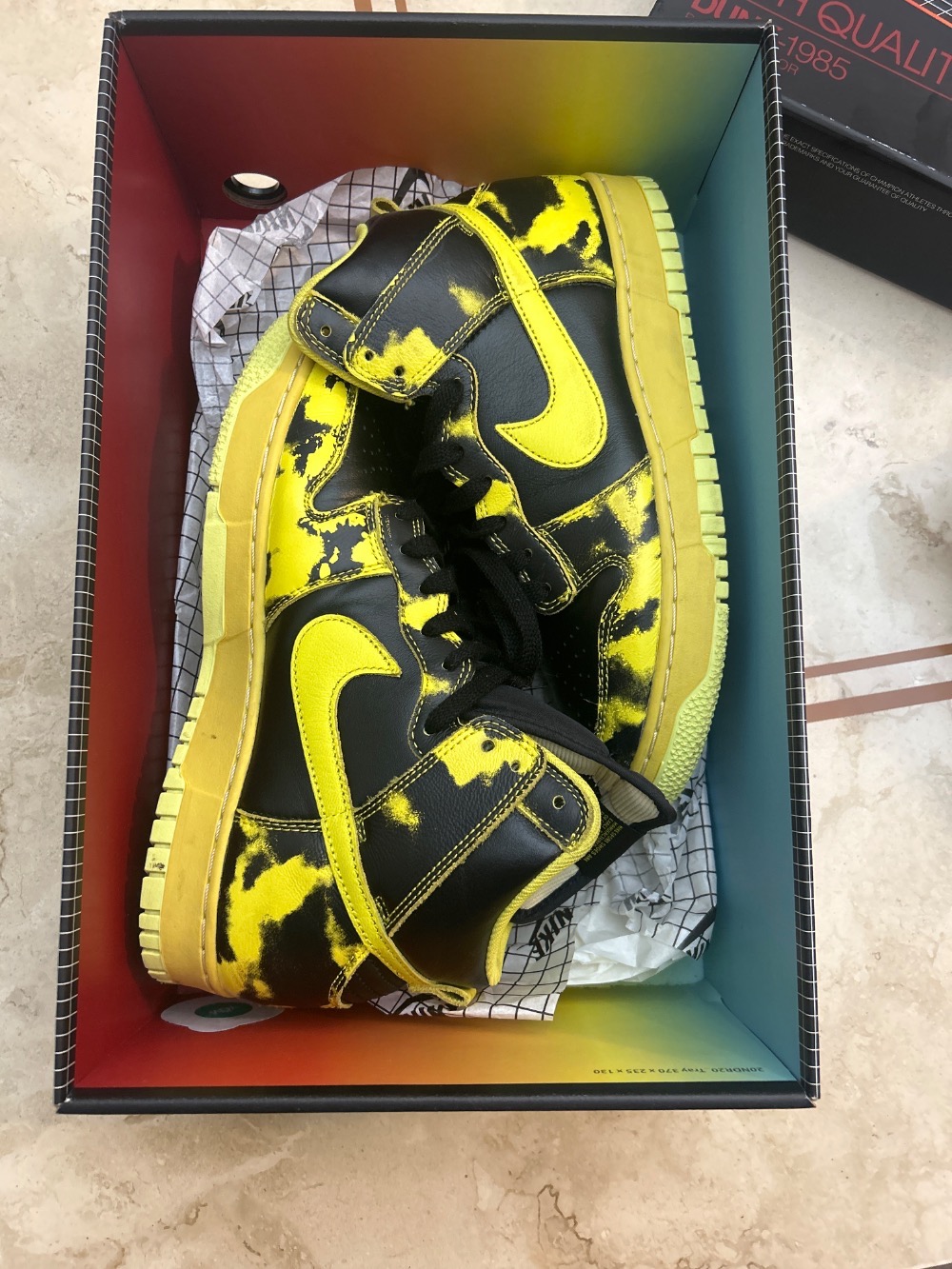 Nike Dunk High 1985 Yellow Acid Wash — 39.5, Usado