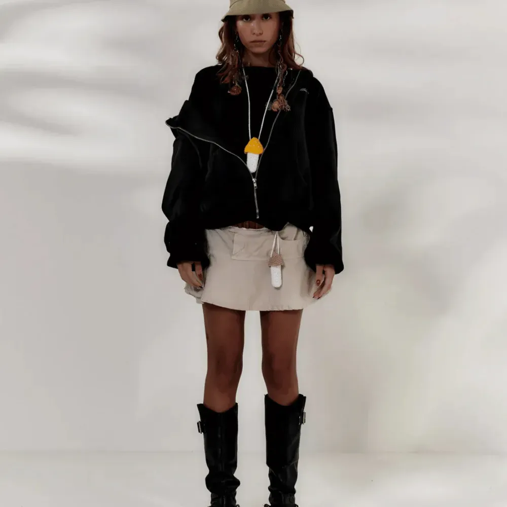 Moletom State of Wonder Script Logo Boxy Zip-up Black foto 2