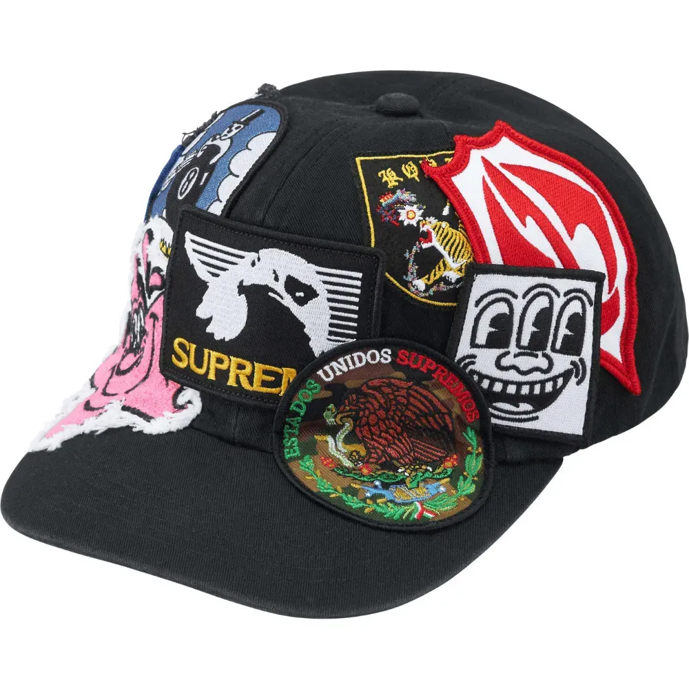 Boné Supreme Patches 6-Panel Black - Droper