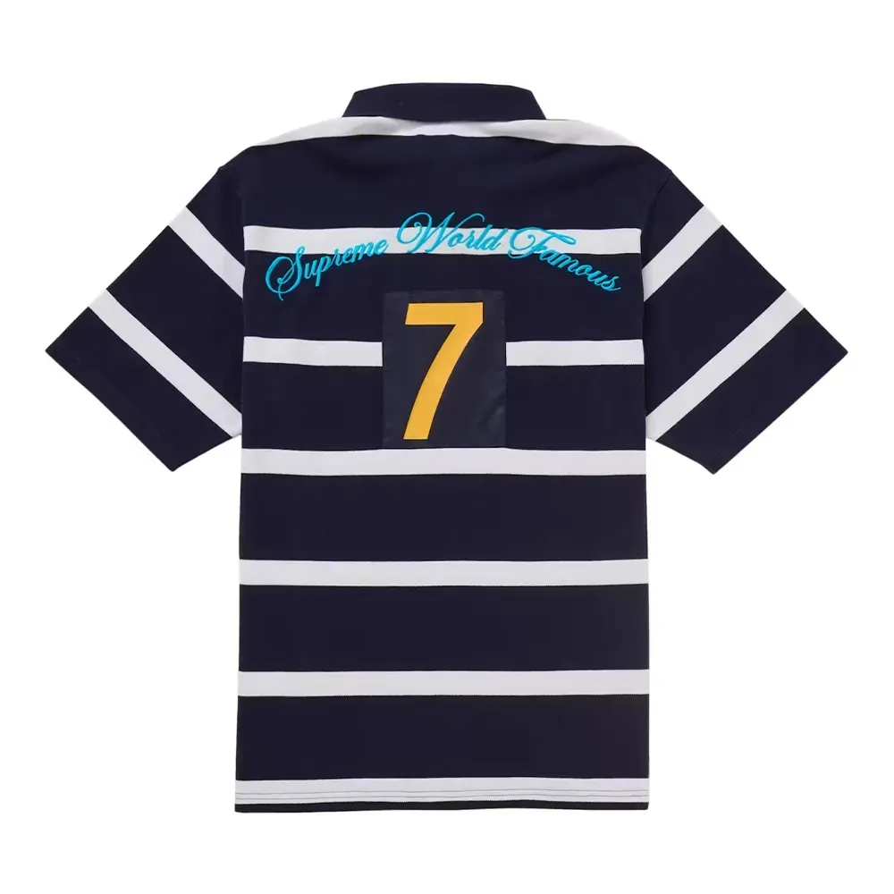 Camiseta Supreme Cursive Polo Navy Stripe SS25-W18 foto 1