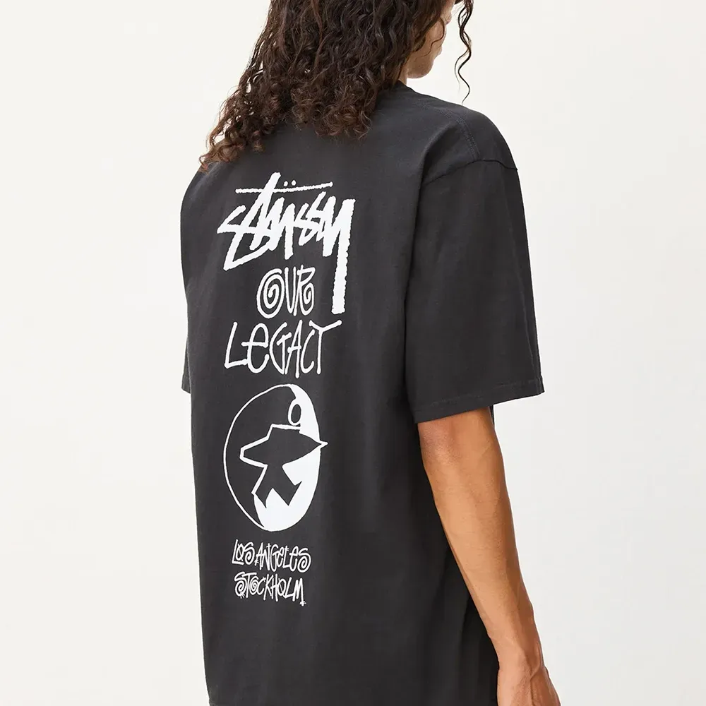 Our Legacy x Stüssy Camiseta OL Surfman Pig Dyed Black foto 2