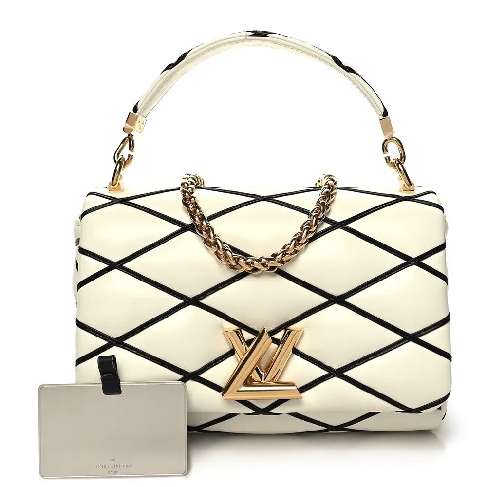 Bolsa Louis Vuitton Lambskin Malletage GO-14 MM White Black foto 1