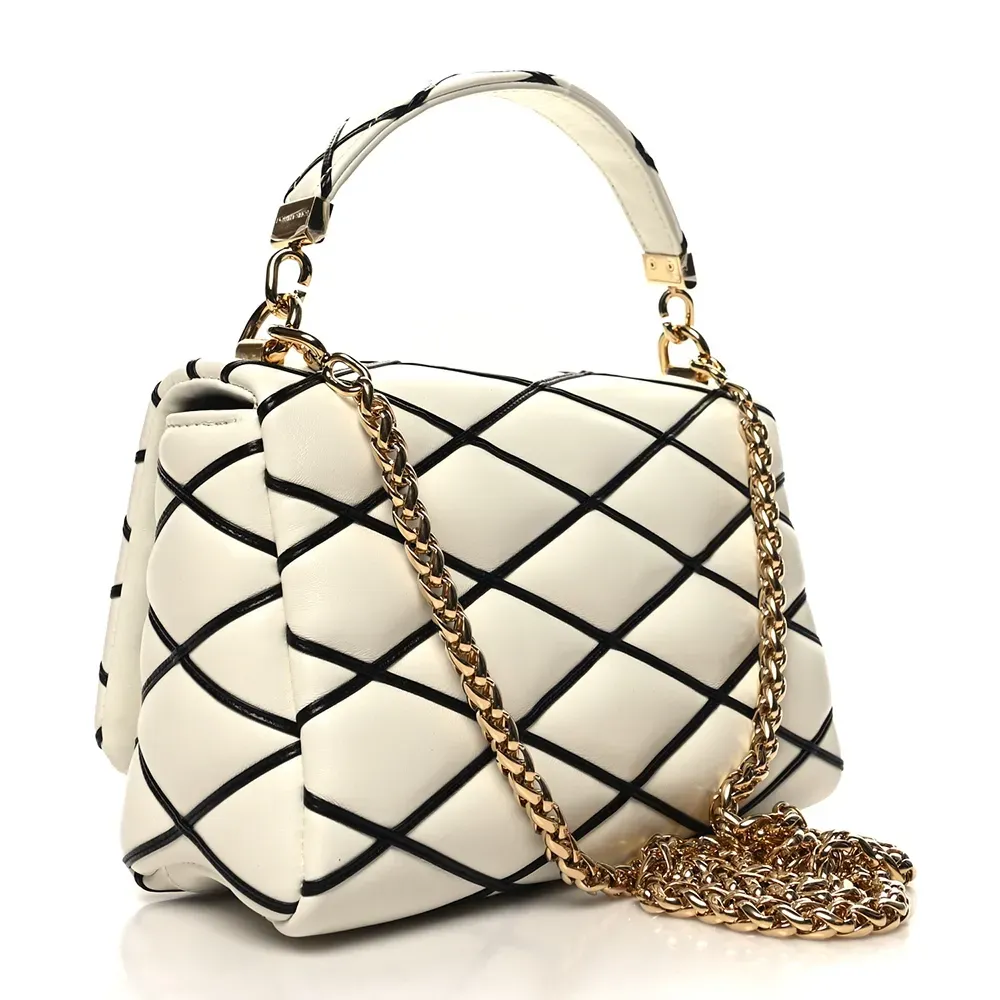 Bolsa Louis Vuitton Lambskin Malletage GO-14 MM White Black foto 2