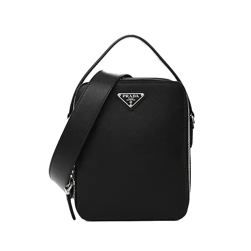 Bolsa Prada Saffiano Travel Medium Brique Crossbody Messenger Bag