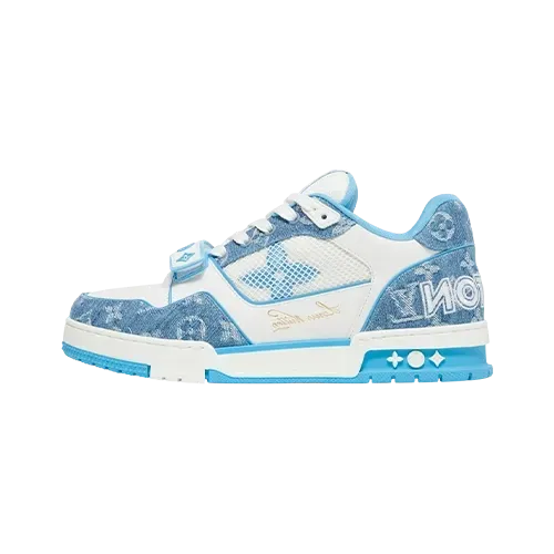 Louis Vuitton Trainer Low Velcro Strap Light Blue Monogram Denim