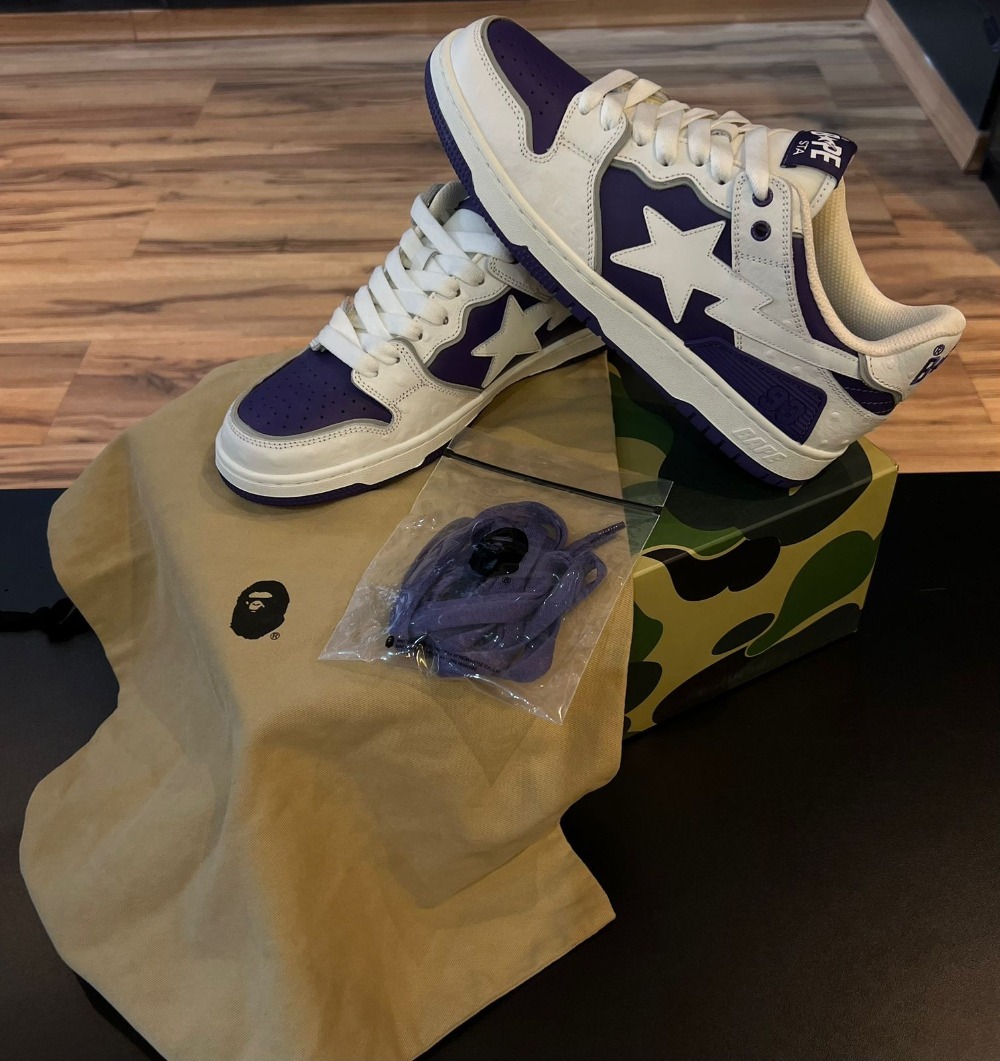 A Bathing Ape Bape SK8 Sta #1 Purple White