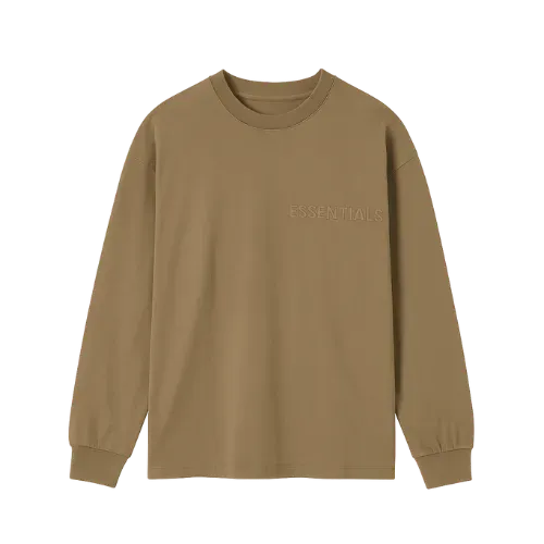 Camiseta Fear of God Essentials Flocked Long Sleeve Wood