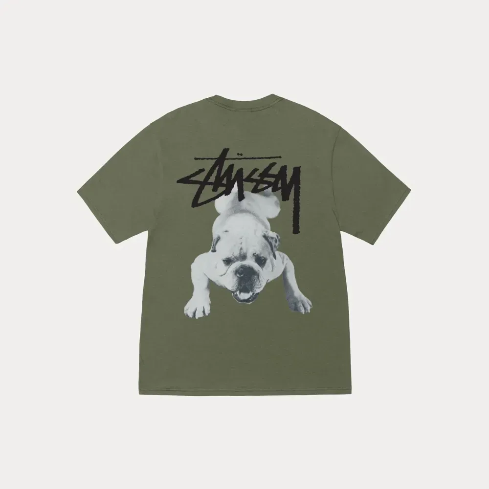 トップス 90s Stussy Smiling Dog Tee Camiseta Stussy Stock Dog Tee Olive - Droper