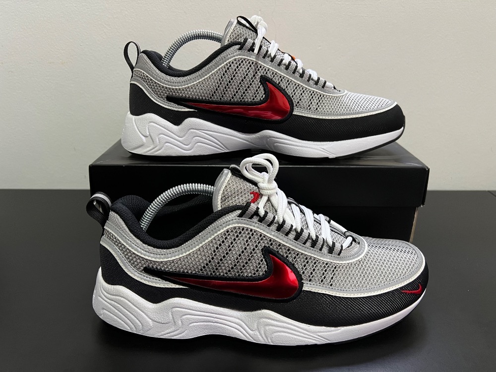 Nike Air Zoom Spiridon OG Metallic Silver and Sport Red