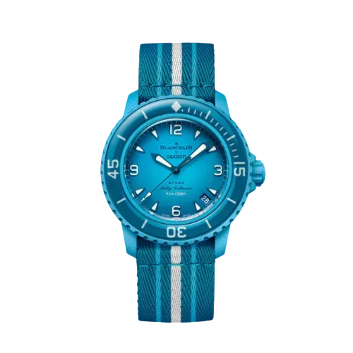 Blancpain x Swatch Relógio Fifty Fathoms Green Abyss - Droper