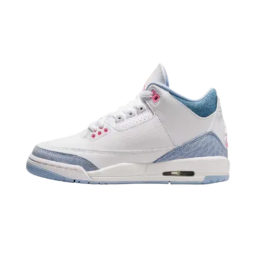 Air Jordan 3 GS White Cobalt Bliss Football Grey Pink Glow