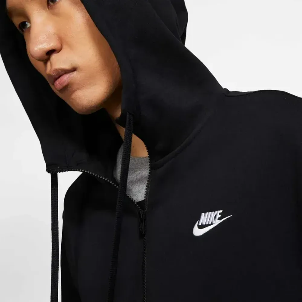 Moletom Nike Sportswear Club Full-Zip Black White foto 2