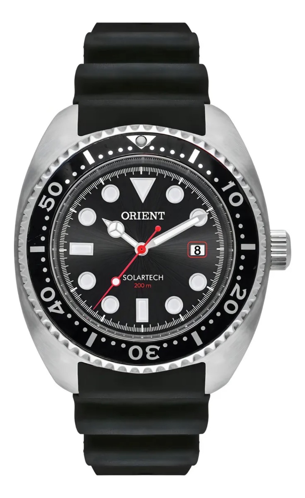Relógio Orient Masculino Solartech Correia Preto Bisel Preto Fundo Preto