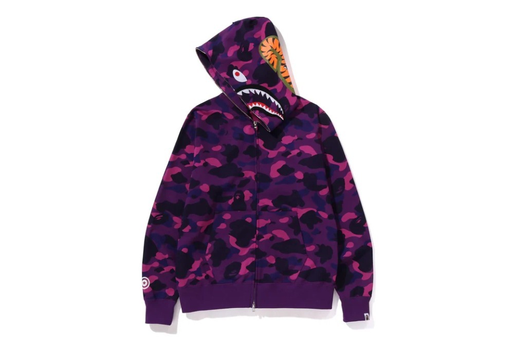 Moletom Bape Color Camo Shark Zip Full Purple — P / M / G / XG, Novo