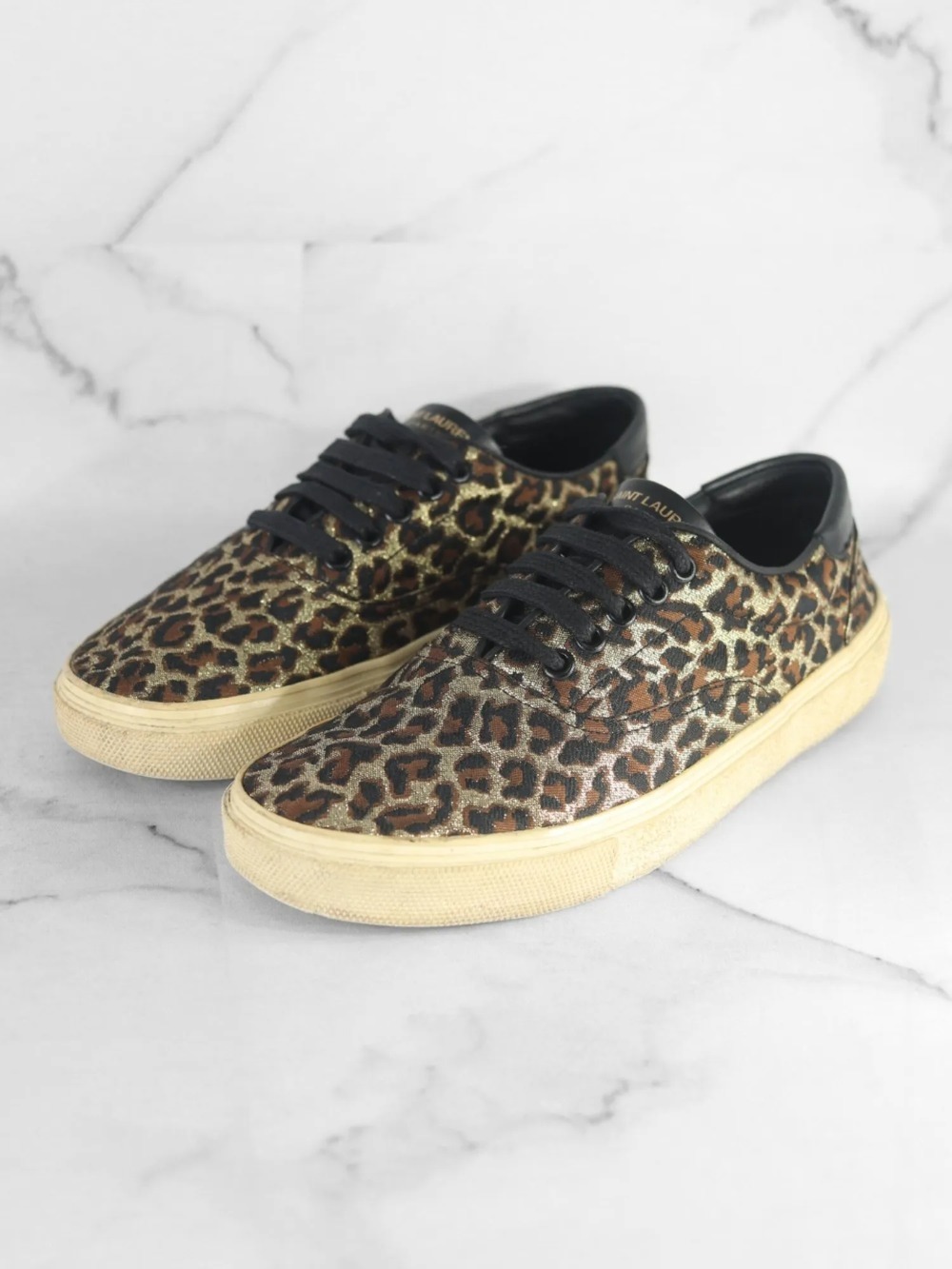Tênis Yves Saint Laurent Leopard Metallic Preto
