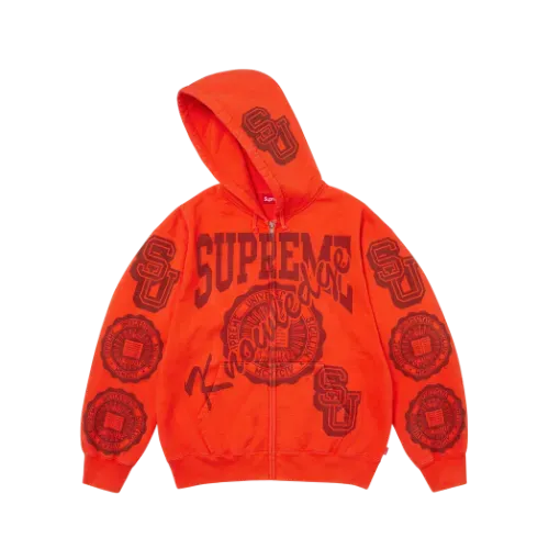 Moletom Supreme Knowledge Reigns Zip Up Hooded Orange FW25-W1 - Droper