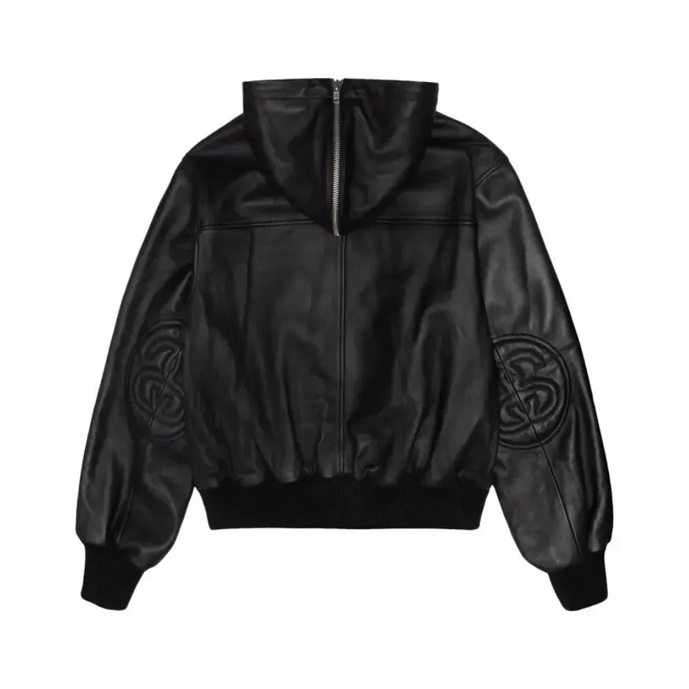 Jaqueta Stussy SS Link Leather Bomber Black - Droper