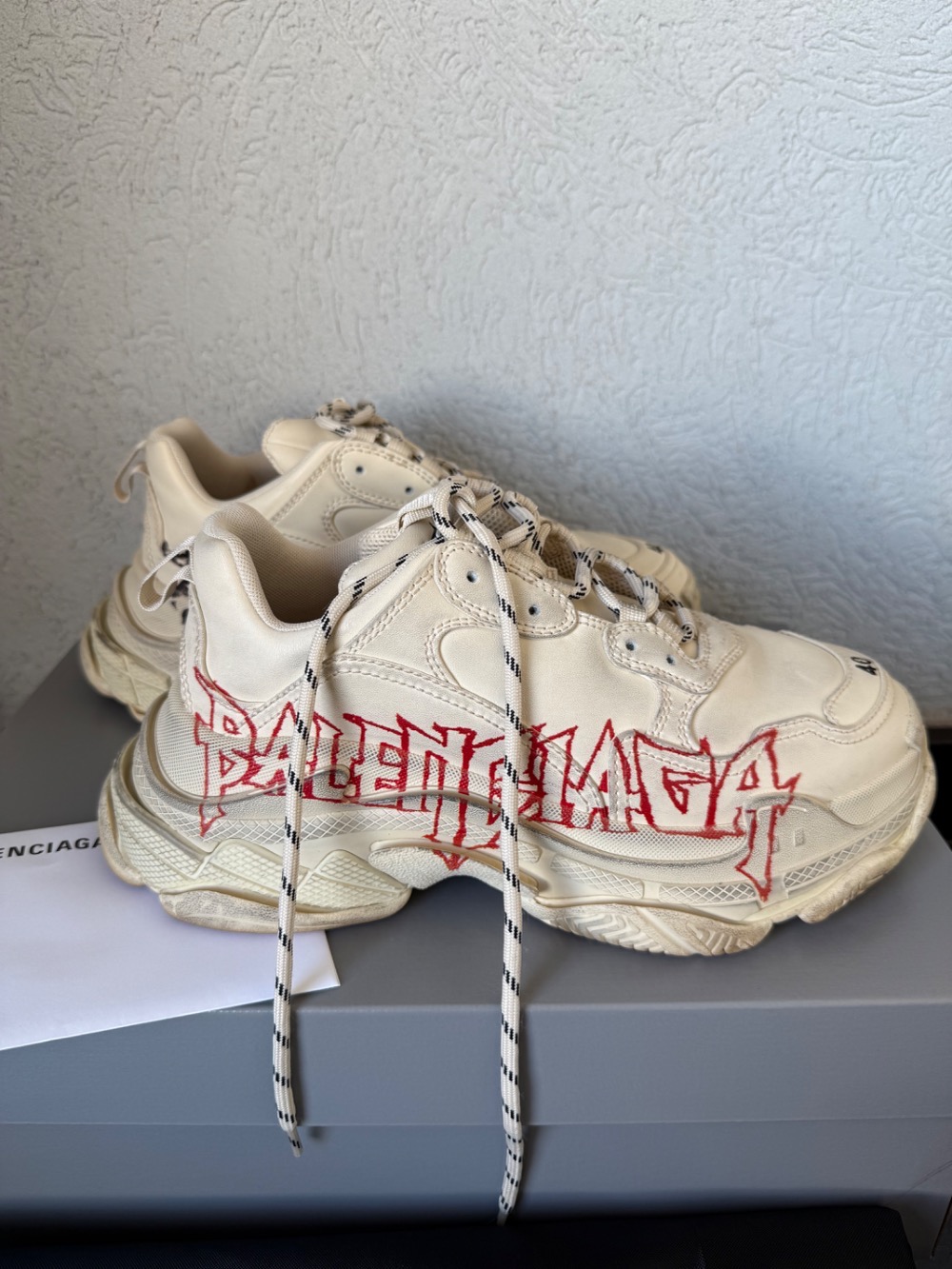 Balenciaga Triple S DIY Metal White Red Black