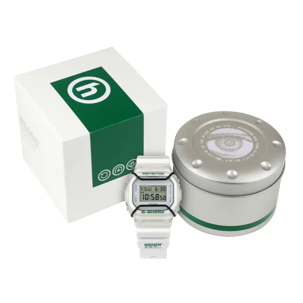 Hidden x Casio G-Shock Relógio 5600 White Green - Droper
